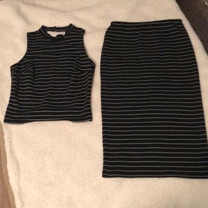 Two piece striped skirt set